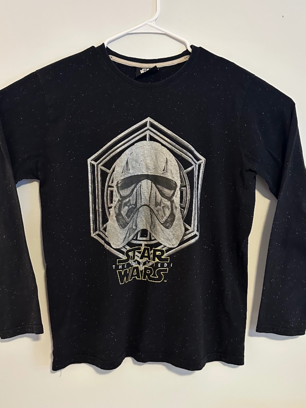 Star Wars Storm Trooper Graphic Print T-Shirt Large Black Y2K Long Sleeve